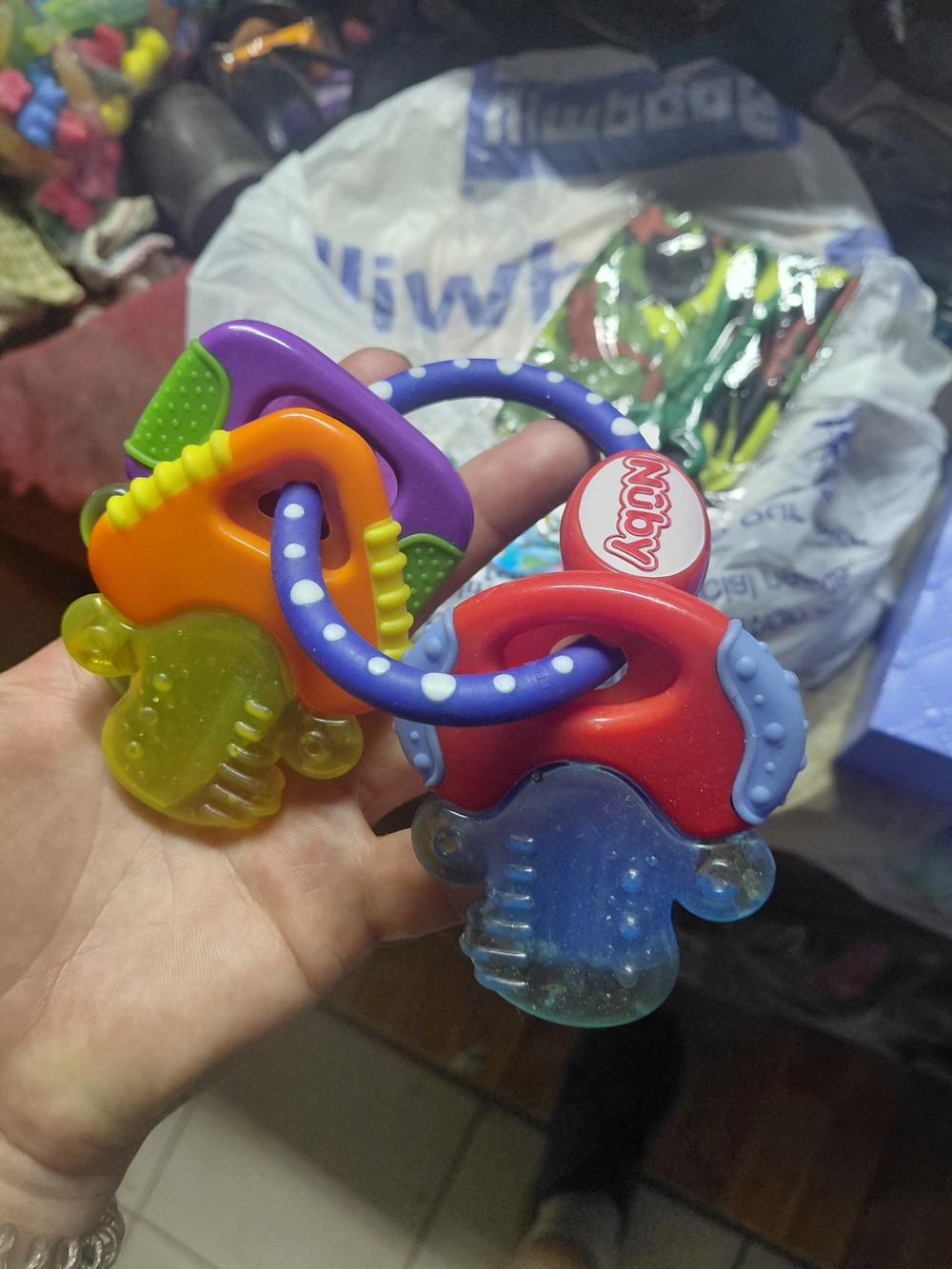 Nuby Colorful Teething Ring Set — Red, Purple, Orange, Blue, Yellow